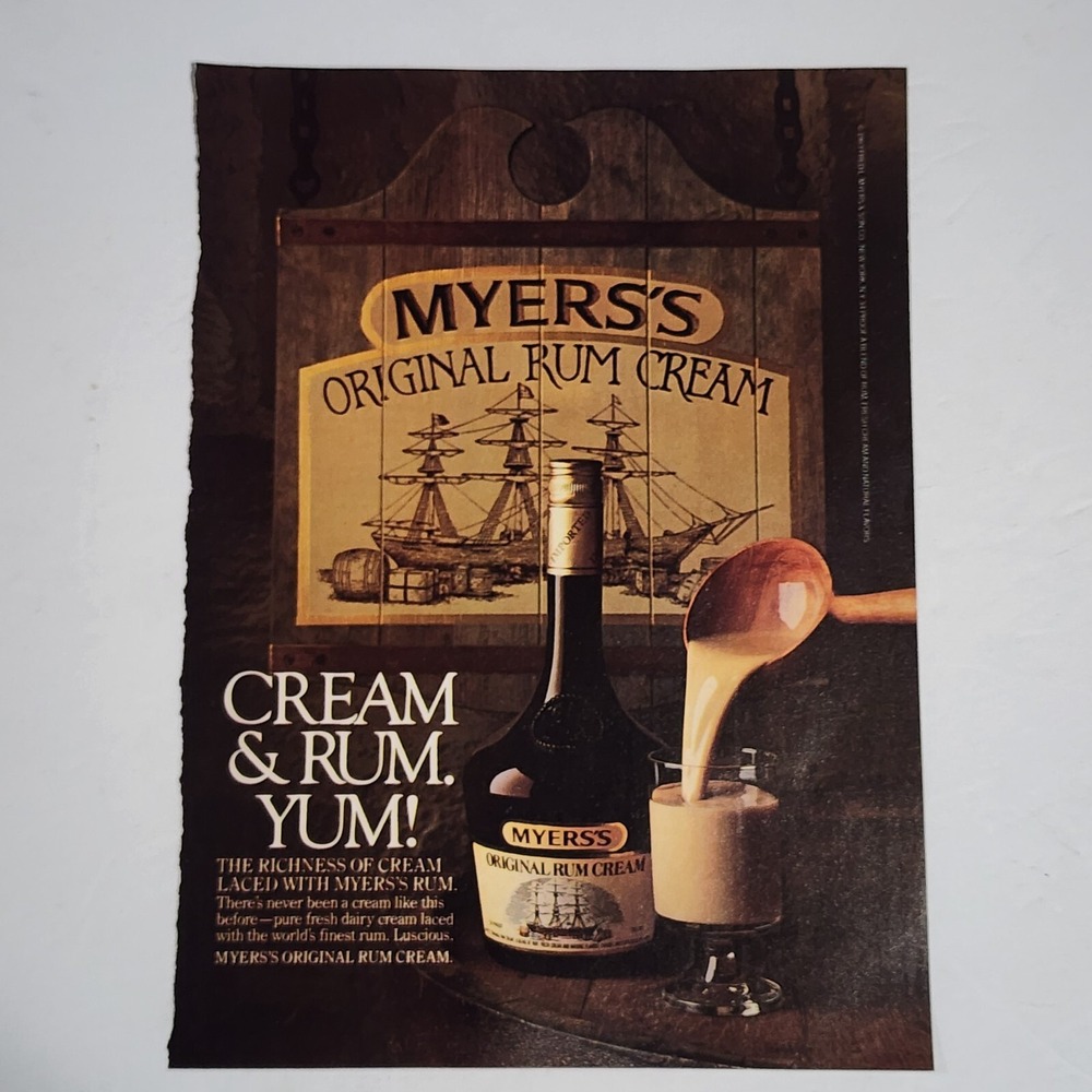 Vintage 1983 Myers's Original Rum Cream Print Ad Magazine Clipping 8x10.5